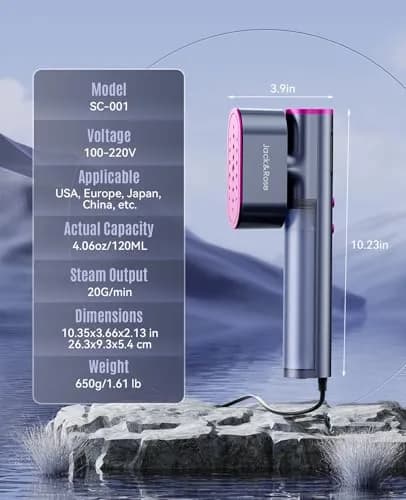 Jack & Rose K1 Travel Steamer for Clothes, 150ml (5 oz) | Dual Voltage 100-240V Garment Steamer thumbnail 8