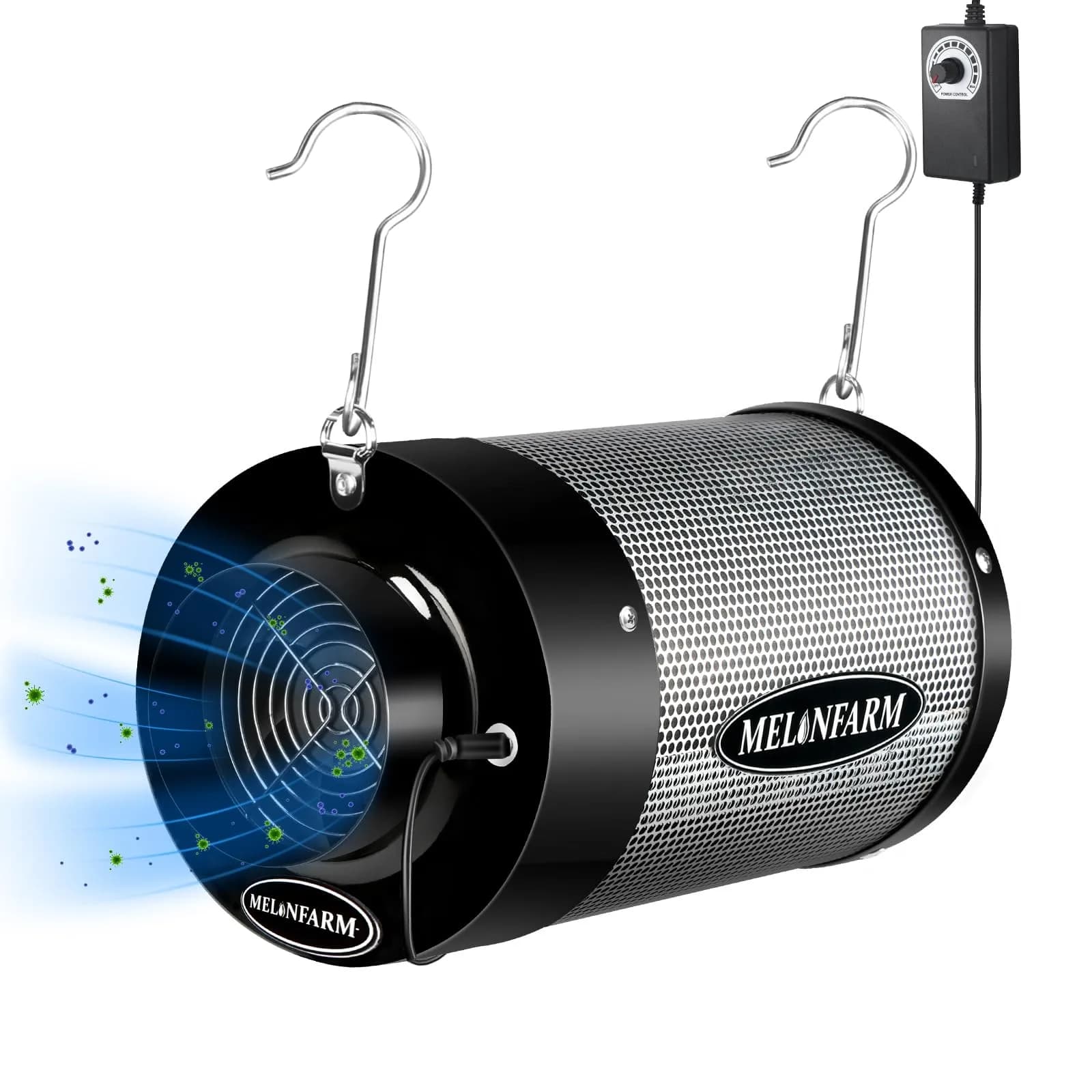 MELONFARM 4 Inch Air Carbon Filter with Australia Virgin Charcoal | Odor Control for Grow Tent & Hydroponics — 4"x12.6"Fifer+Fan