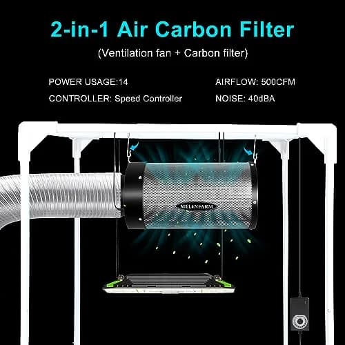 MELONFARM 4 inch Air Carbon Filter with Australia Virgin Charcoal | 14cm Fan Low Noise & Speed Control thumbnail 2