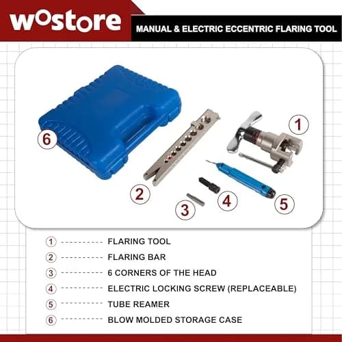 Wostore Manual & Electric Eccentric Flaring Tool 6mm-3/4 | 9 Dies for Brake Tubing thumbnail 2