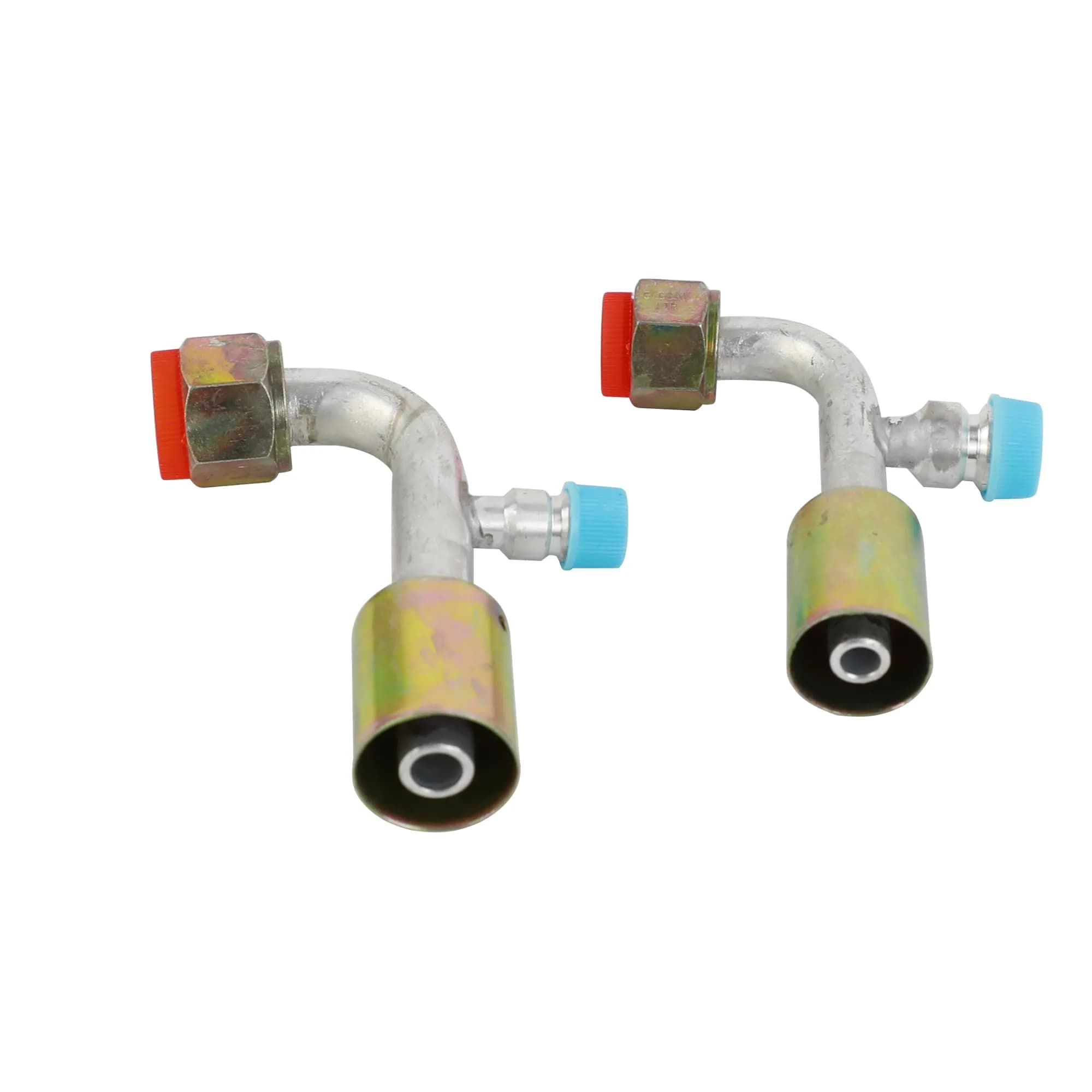 Wisepick AC Fitting Set #8 and #10 Female Beadlock 90° | R134a Pressure Valve, Aluminum, Zinc Finish - main product image