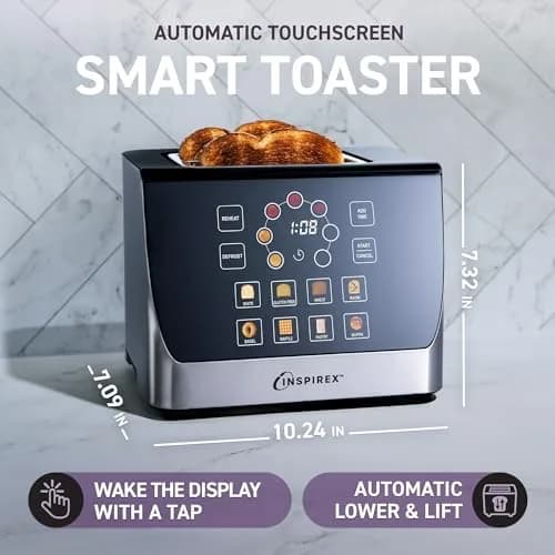 Nostalgia Inspirex Touch Screen Toaster 2 Slice | Modern Stainless Steel Kitchen Appliance thumbnail 2