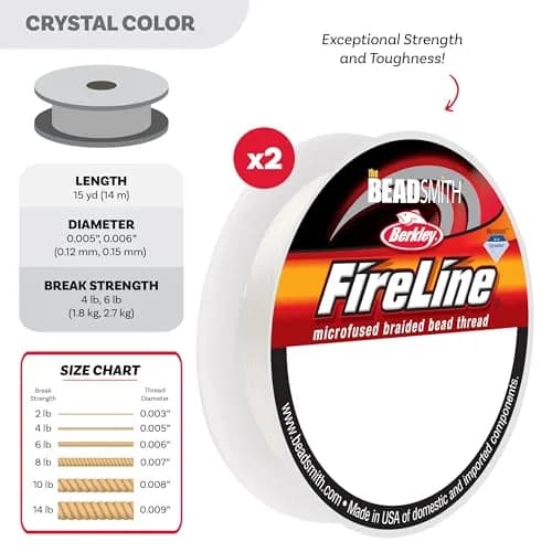The Beadsmith Fireline Micro-Fused Braided Thread 15 yards | Strong, USA-made beading thread for jewelry making thumbnail 4