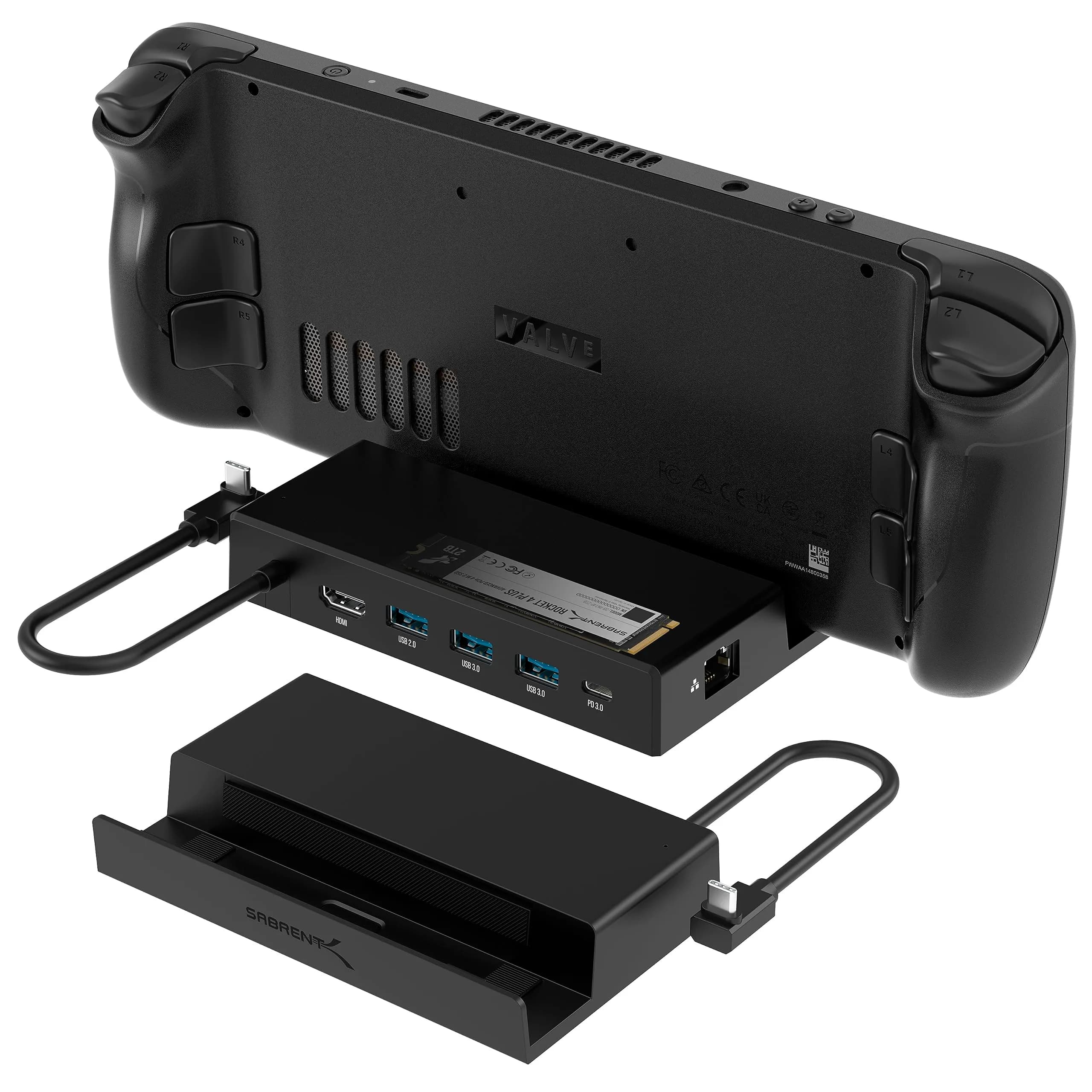 SABRENT 7-in-1 Steam Deck Dock, M.2 SSD, 4K HDMI, Ethernet (DS-SDNV) | 1000Mbps Ethernet, 4K@60Hz HDMI, 90W PD - main product image