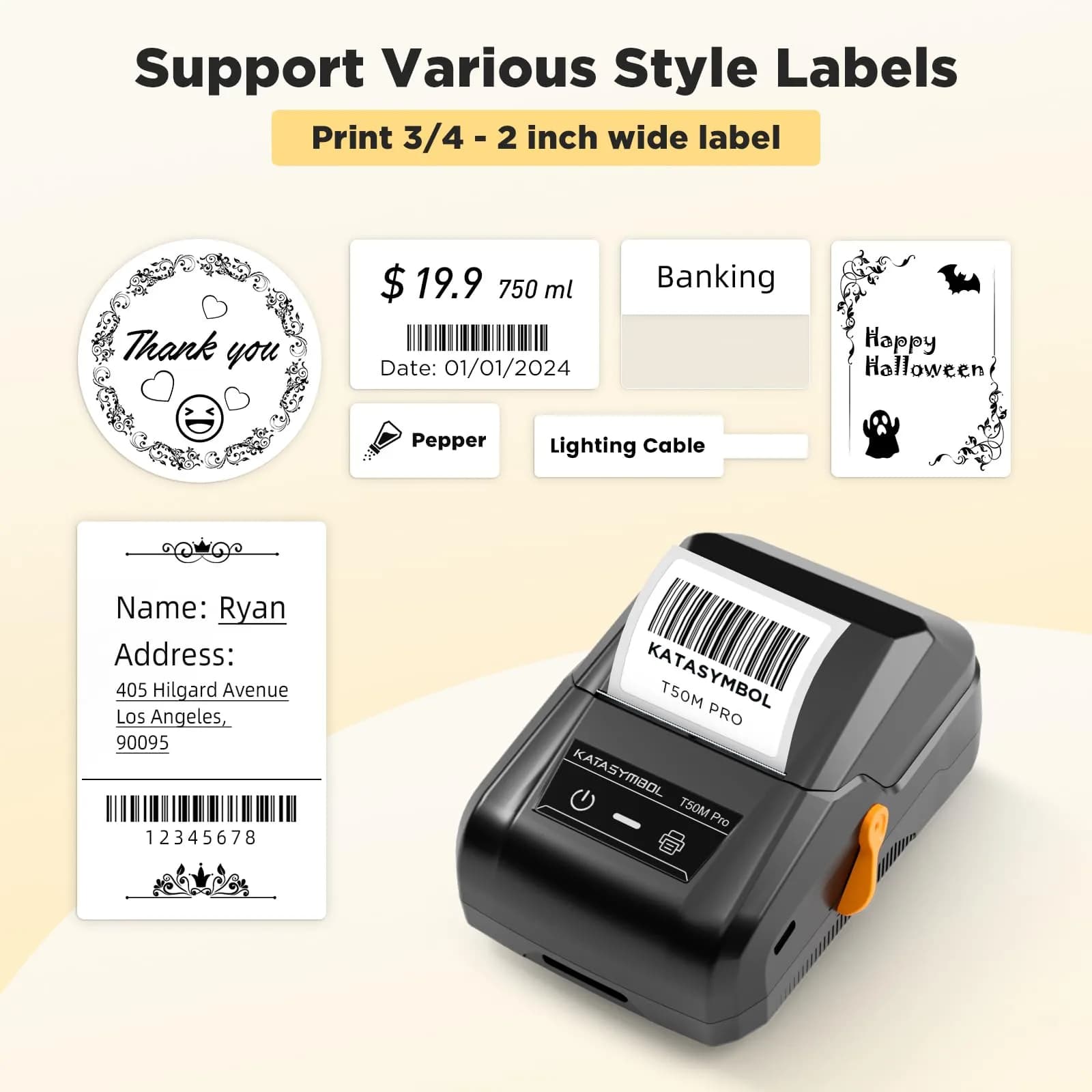SUPVAN T50M Pro Bluetooth Label Maker Machine with 3 Tapes, Portable, 220V Compatible, USB-C, High Resolution | Best Label Printers for Indian Market thumbnail 2