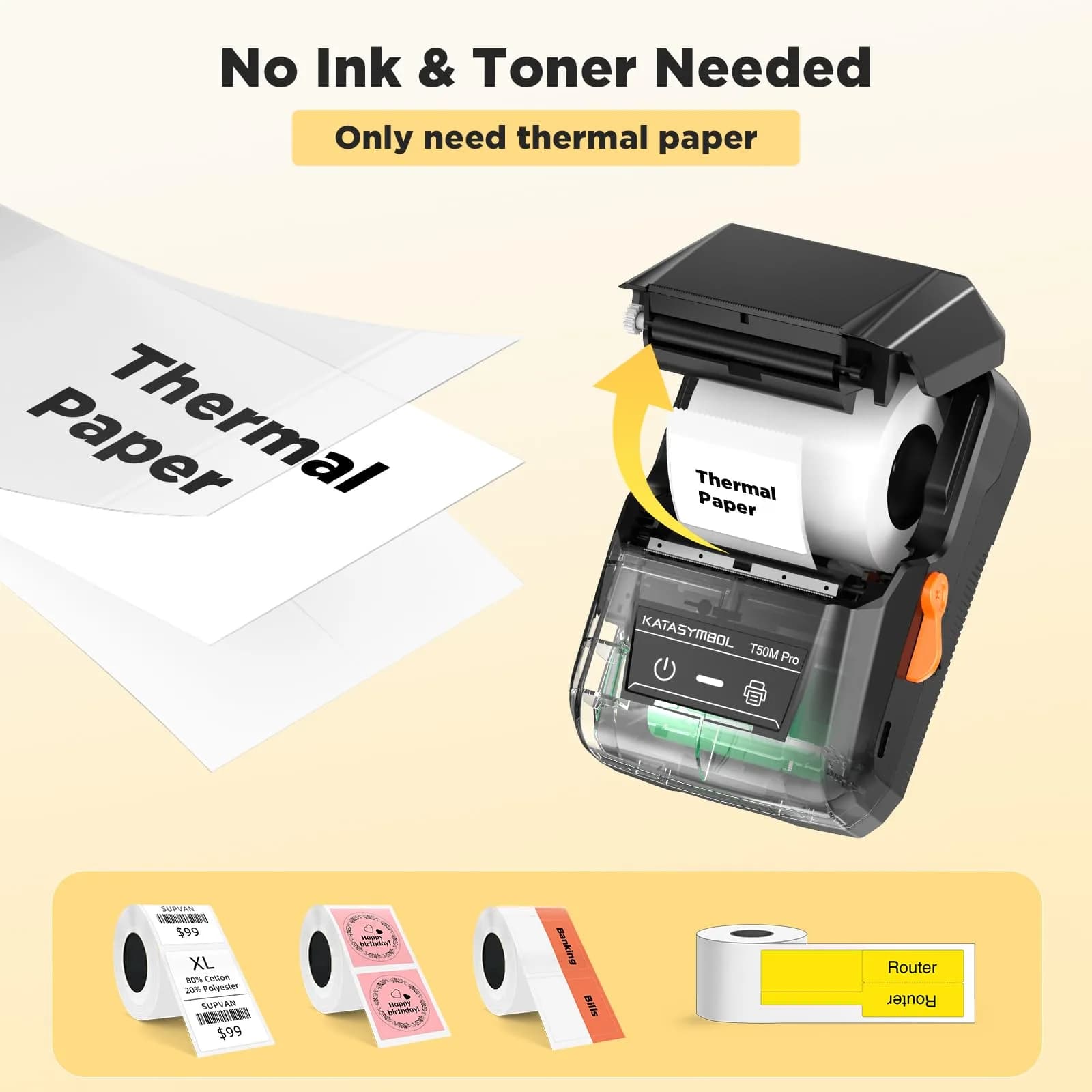 SUPVAN T50M Pro Bluetooth Label Maker Machine with 3 Tapes, Portable, 220V Compatible, USB-C, High Resolution | Best Label Printers for Indian Market thumbnail 7