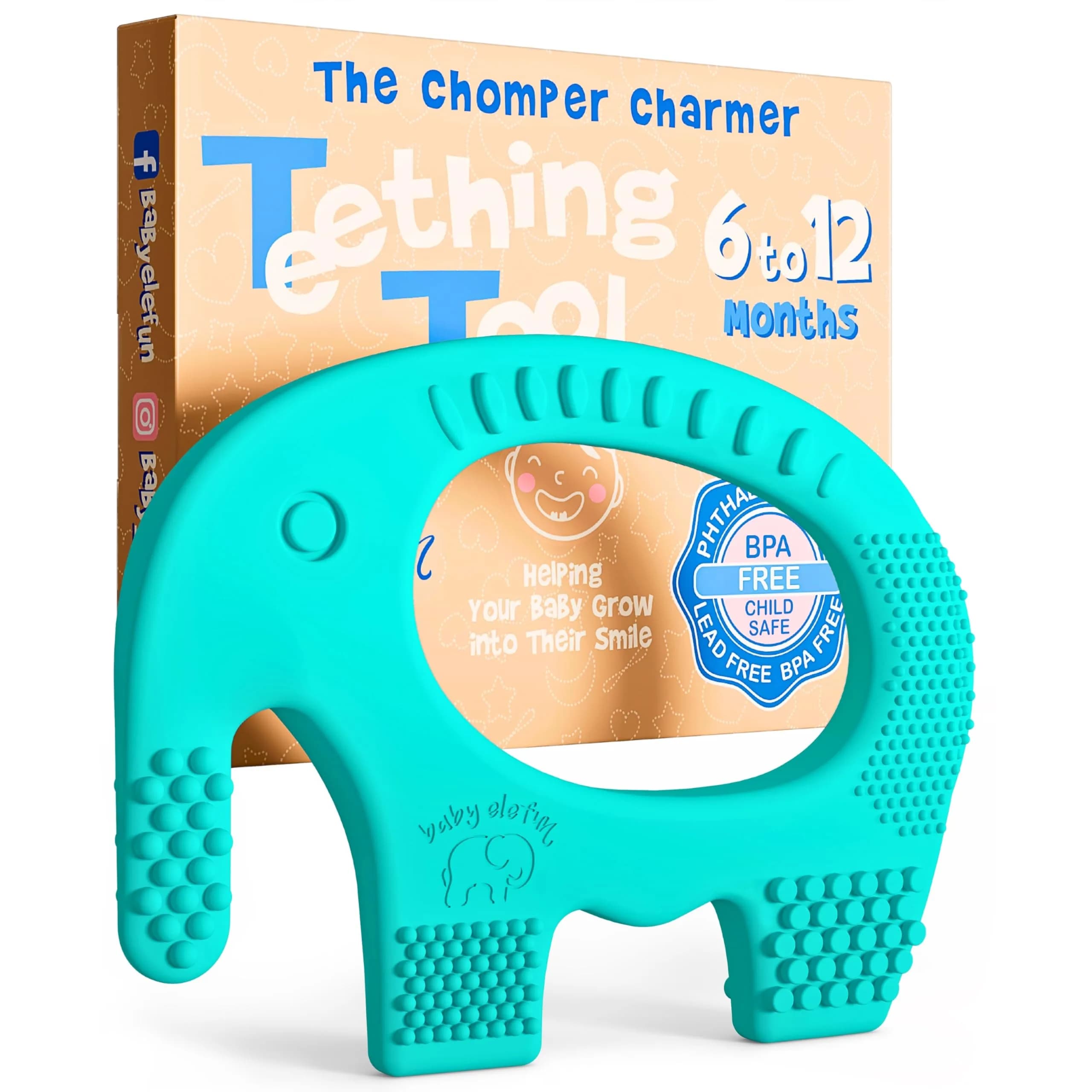 Baby Elefun Baby Teething Rings 0-6 Months | 5X Pain Relief, Non-Toxic Silicone, Portable & Safe — 6-12 Turquoise / 6-12 Мonths