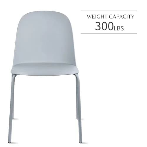 2xhome Set of 2 Modern Stackable Armless Dining Chairs | Plastic Shell Seat with Metal Legs, Gray thumbnail 4