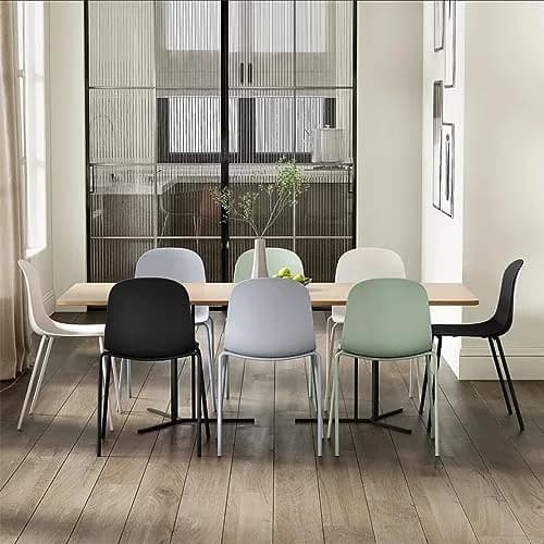 2xhome Set of 2 Modern Stackable Armless Dining Chairs | Plastic Shell Seat with Metal Legs, Gray thumbnail 6