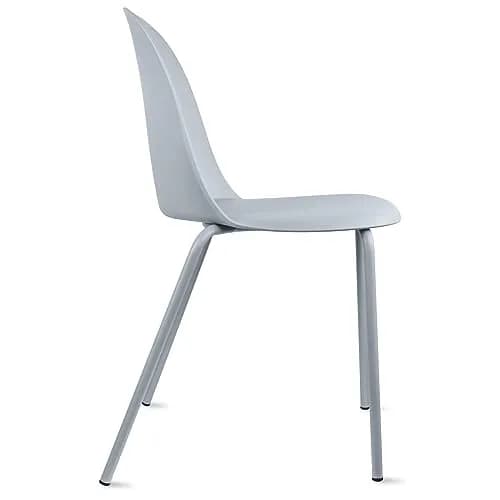 2xhome Set of 2 Modern Stackable Armless Dining Chairs | Plastic Shell Seat with Metal Legs, Gray thumbnail 9