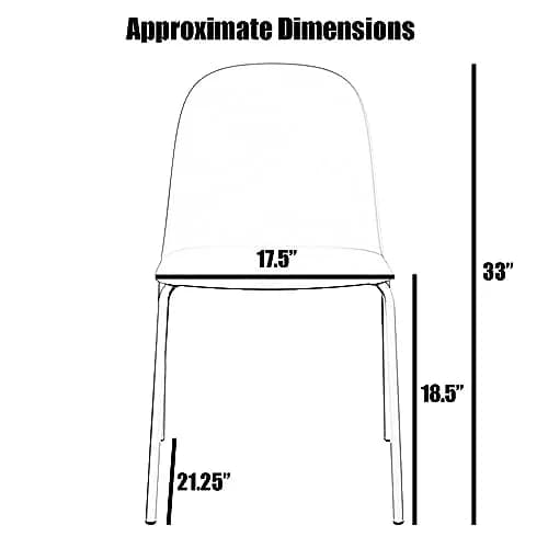 2xhome Set of 2 Modern Stackable Armless Dining Chairs | Plastic Shell Seat with Metal Legs, Gray thumbnail 2