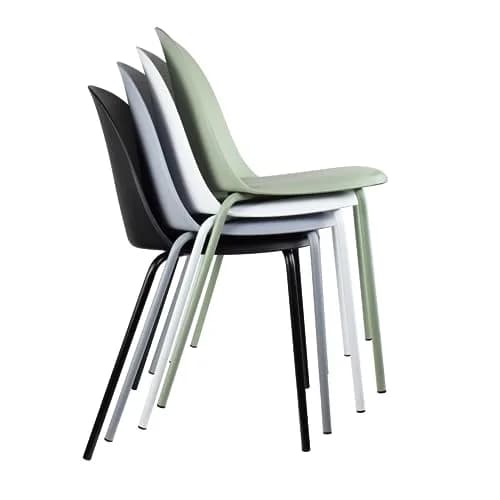 2xhome Set of 2 Modern Stackable Armless Dining Chairs | Plastic Shell Seat with Metal Legs, Gray thumbnail 3