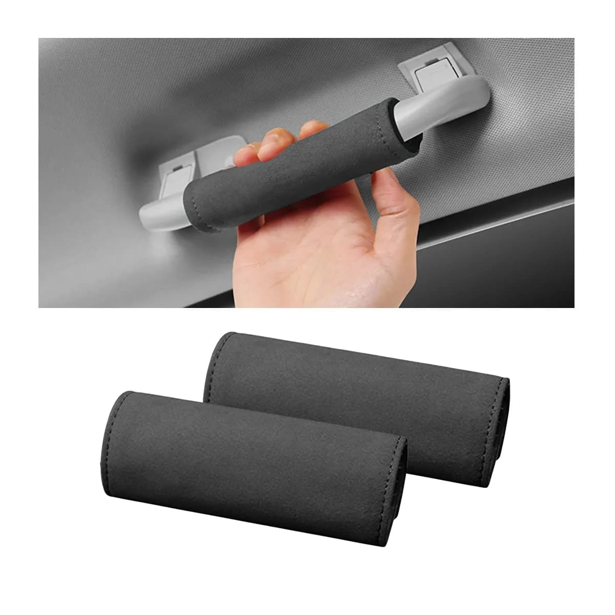 BESULEN Green 2PCS Car Inside Door Handle Protector | Durable Leather Anti-Scratch Cover for Auto Inner Front Rear Door Pull Handle — Black
