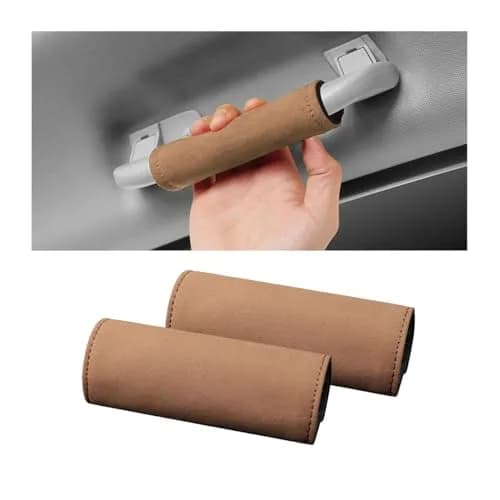 BESULEN Tumbled Fur Leather Car Inside Door Handle Protector 2PCS (Brown) | Protects Auto Inner Door Pull Handles thumbnail 1