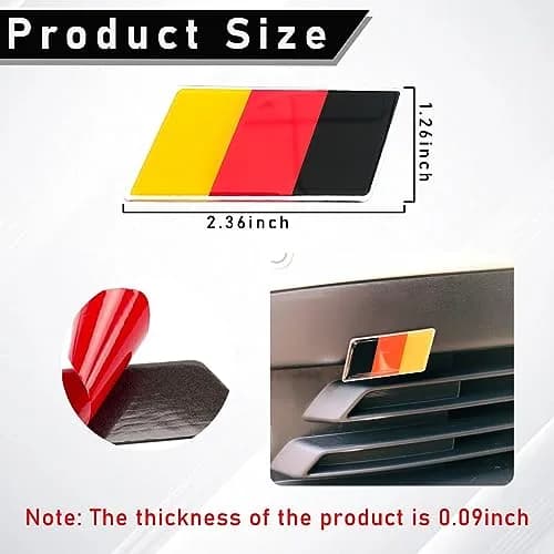 Ziciner 3D Germany Flag Emblem Badge 2.36×1.25 inches | Aluminum Alloy Car Front Grill Decoration thumbnail 2