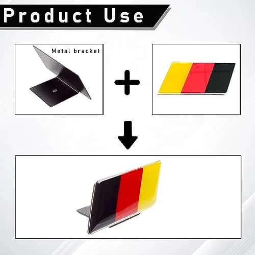 Ziciner 3D Germany Flag Emblem Badge 2.36×1.25 inches | Aluminum Alloy Car Front Grill Decoration thumbnail 3
