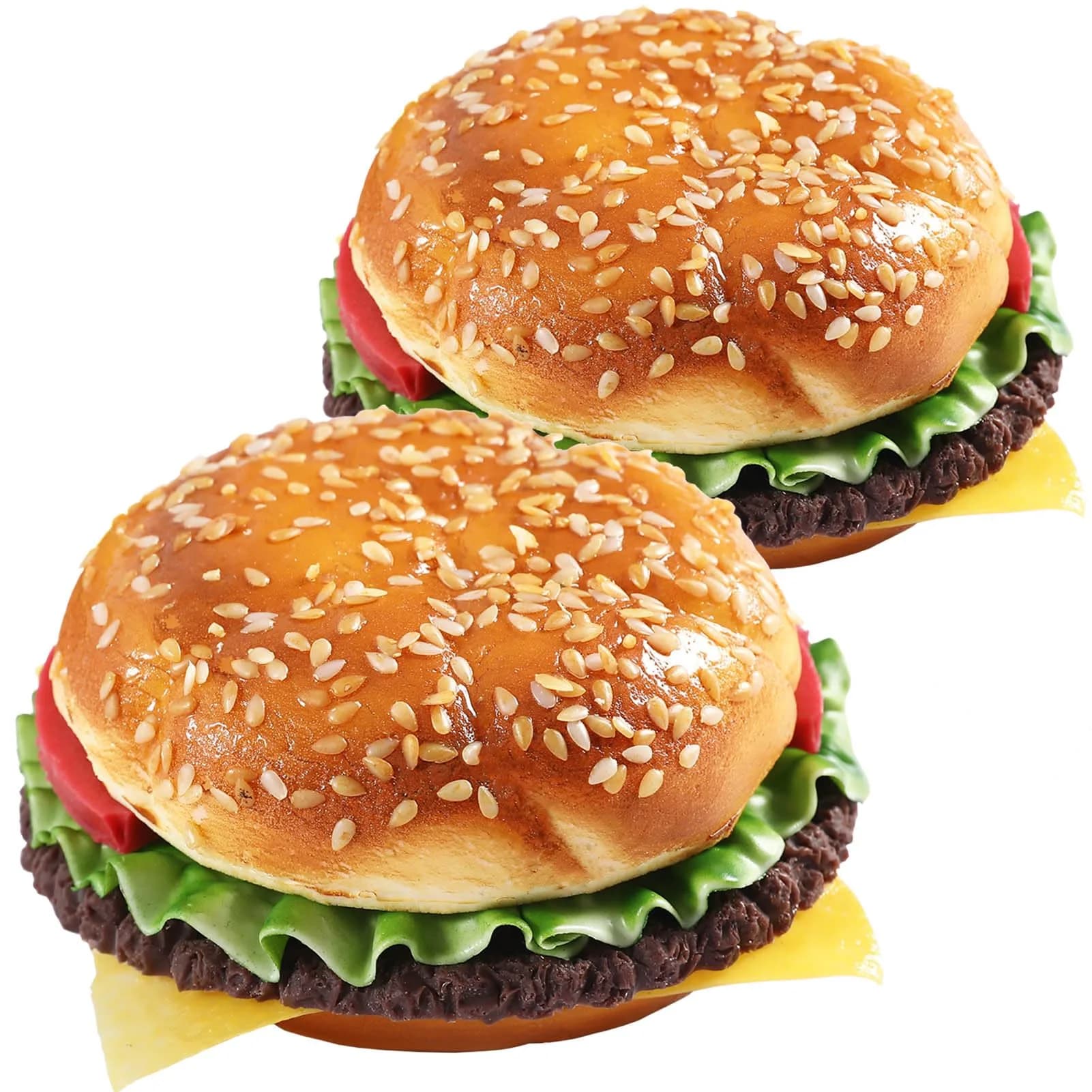 Joeabor Artificial French Fries 36 Pack | Realistic Fake Food for Display & Decoration — 2 Round Hamburgers
