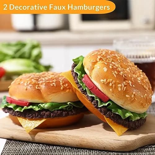 Joeabor Artificial Hamburger Round 2 Pack | Realistic Fake Food for Display & Decoration thumbnail 2