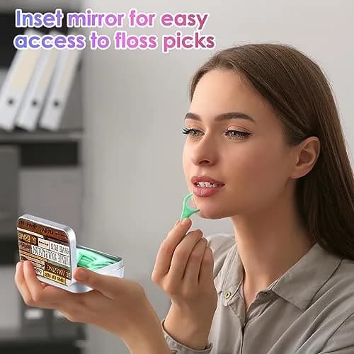 Gerkia Dental Floss Case Inspirational Quotes Pattern with Mirror | 7.1cm x 4.8cm x 2cm (2.8" x 1.9" x 0.8") thumbnail 4