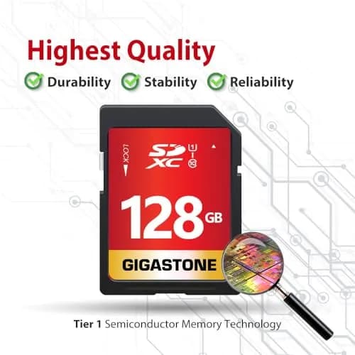 Gigastone 128GB SD Card 10-Pack UHS-I U1 Class 10 SDXC Memory Card 128 GB (10-Pack) | Full HD Video Recording thumbnail 7