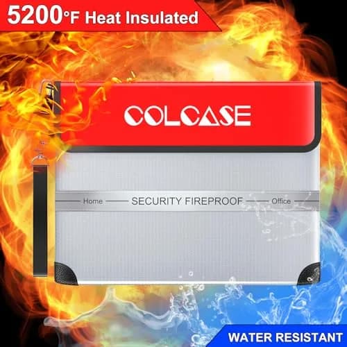 COLCASE Fireproof Document Bag 15 x 11 inches Silver | 5200℉ Heat Insulated Waterproof with Lock thumbnail 5