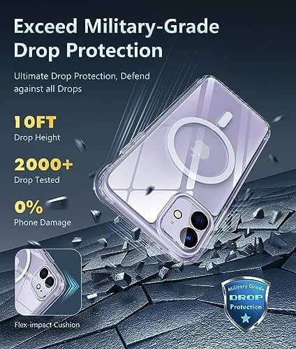 FNTCASE Clear Magnetic Case for iPhone 11/XR 6.1" | Magsafe Compatible, Anti-Yellowing, Military Grade Protection thumbnail 4