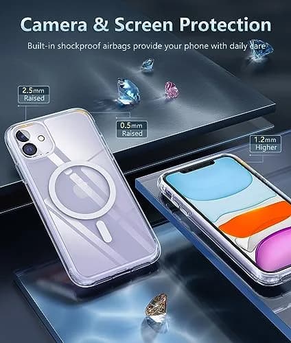 FNTCASE Clear Magnetic Case for iPhone 11/XR 6.1" | Magsafe Compatible, Anti-Yellowing, Military Grade Protection thumbnail 5
