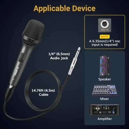 TONOR D5 Dynamic Vocal Microphone for Singing, Karaoke, Speech | Hypercardioid Pickup Pattern, 339g (0.75lb) thumbnail 5