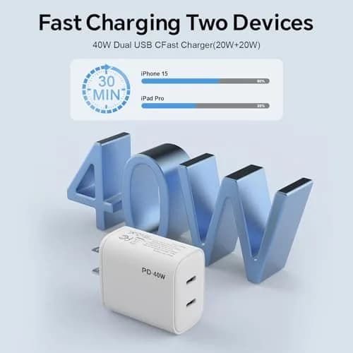 iGENJUN USB C Charger Block 40W Dual Port | Fast Charging for iPhone, Galaxy, Pixel thumbnail 4