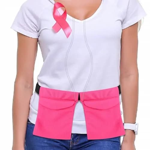 Thinp Mastectomy Drain Holder Shower Bag with Waist Belt & Neck Strap, Adjustable Recovery Supplies (2-Pack, Rose Red) thumbnail 6