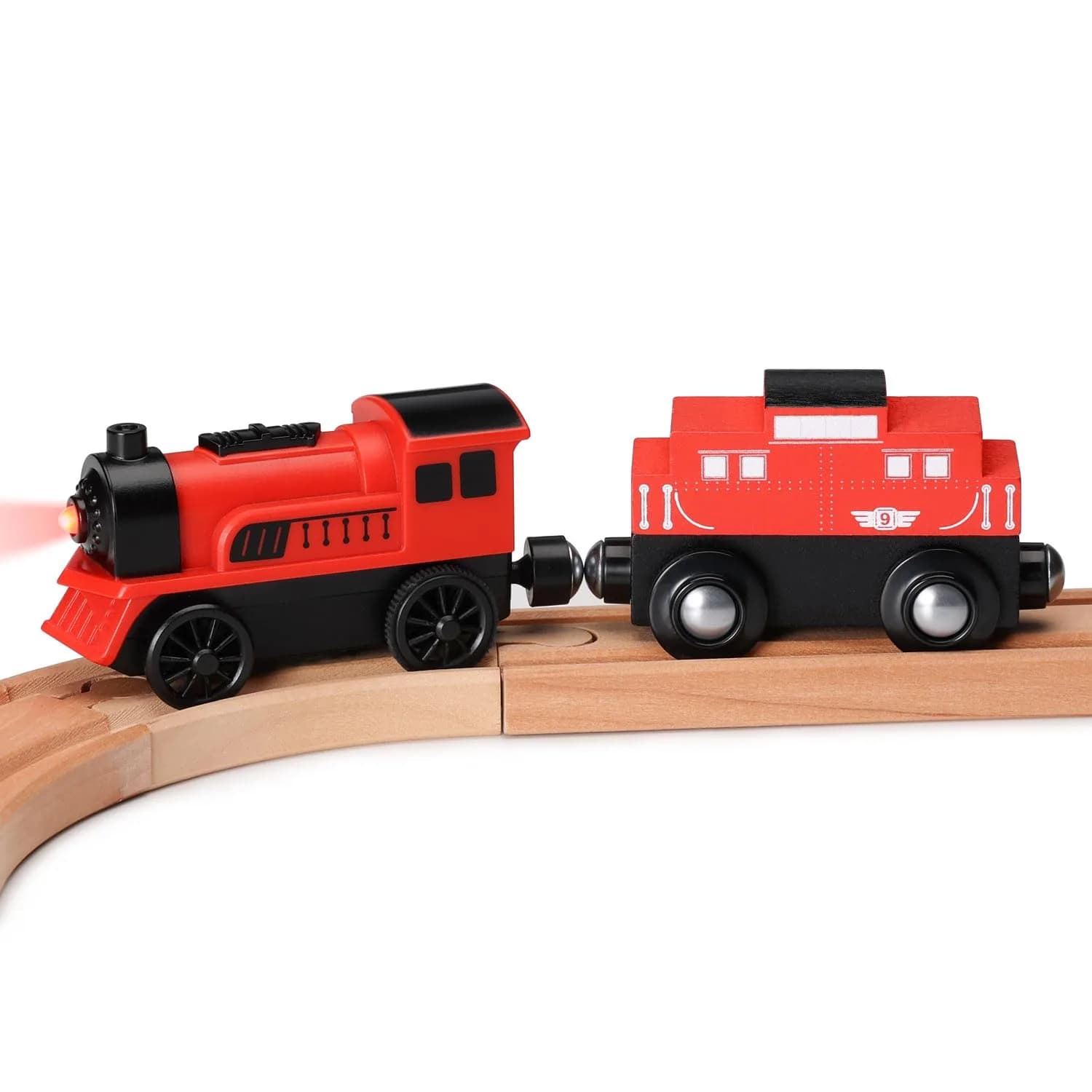 SainSmart Jr. Motorized Train Set 2-Pack | Battery Operated Magnetic Connection for Toddlers Aged 3+