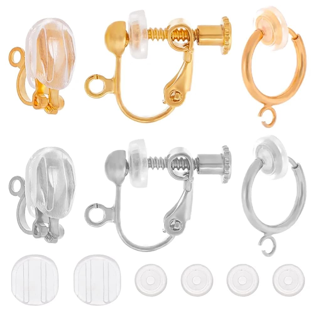 SUNNYCLUE Jewelry Finding Hypoallergenic Clip-On Earring Converters 48 pcs | Non-Pierced Earrings Components - main product image