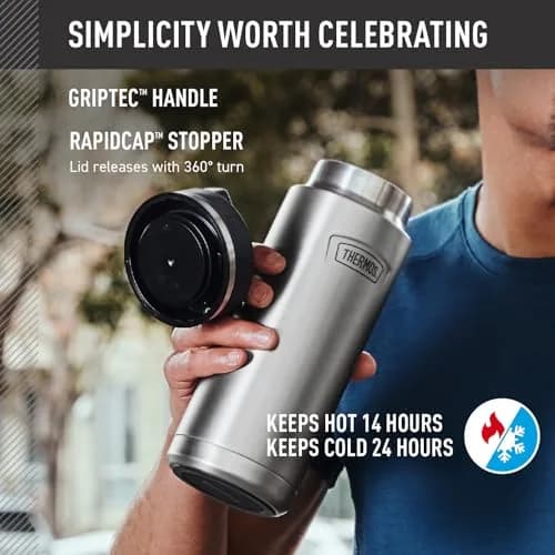 THERMOS ICON SERIES Stainless Steel Water Bottle 32oz | Vacuum Insulated, Matte Stainless Steel thumbnail 3