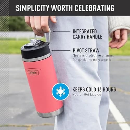 THERMOS ICON SERIES Insulated Water Bottle with Straw Lid 18oz | Keeps Drinks Cold 16H thumbnail 3