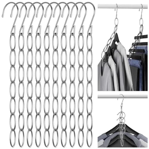 NiHome Space Saving Hangers 10-Pack | Metal Closet Organizer with Safety Cap, Space Saving & Durable thumbnail 1