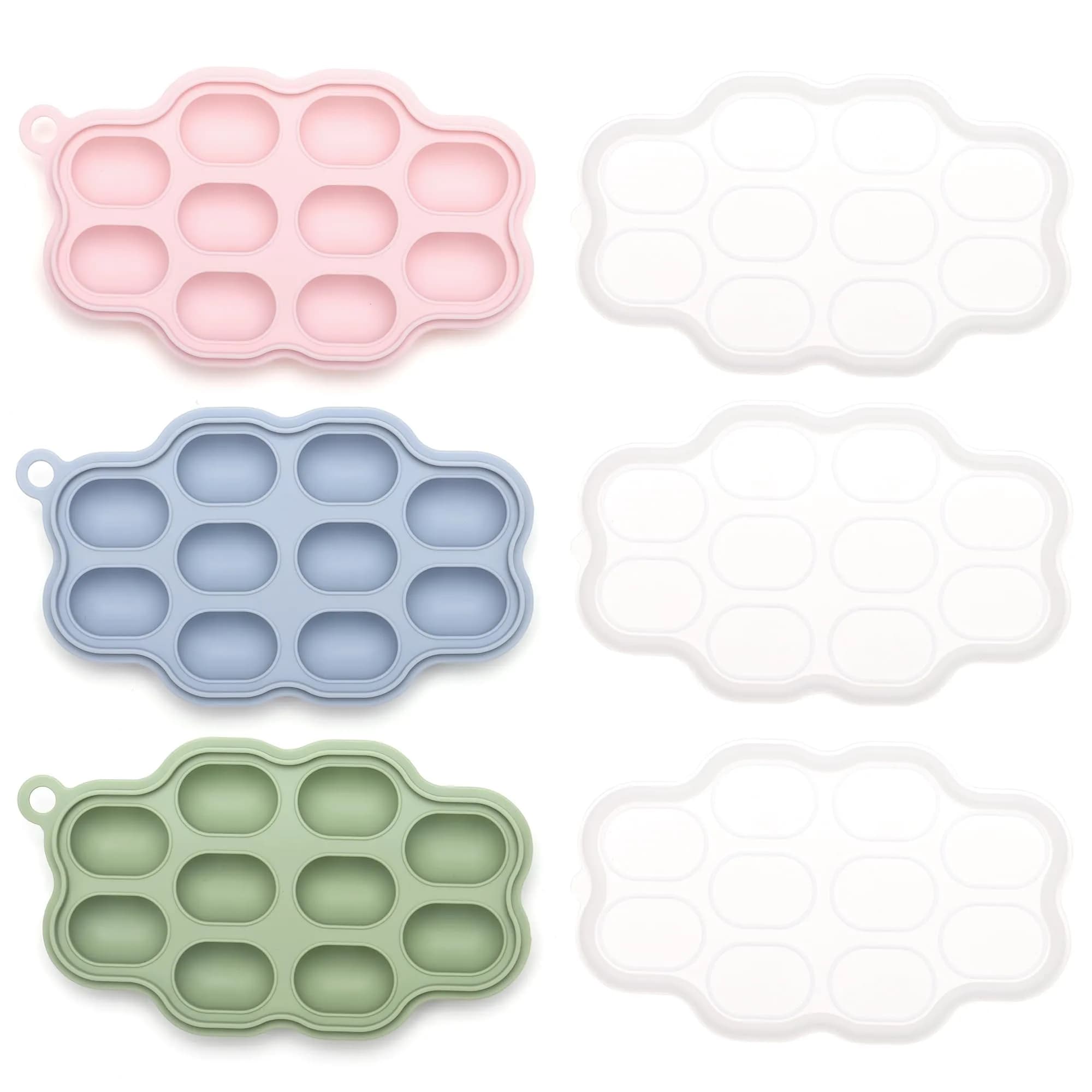 KingKam Silicone Nibble Freezer Tray (3 Pack) | Baby Food & Breastmilk Popsicle Mold (300 ml, 10 Holes) - main product image