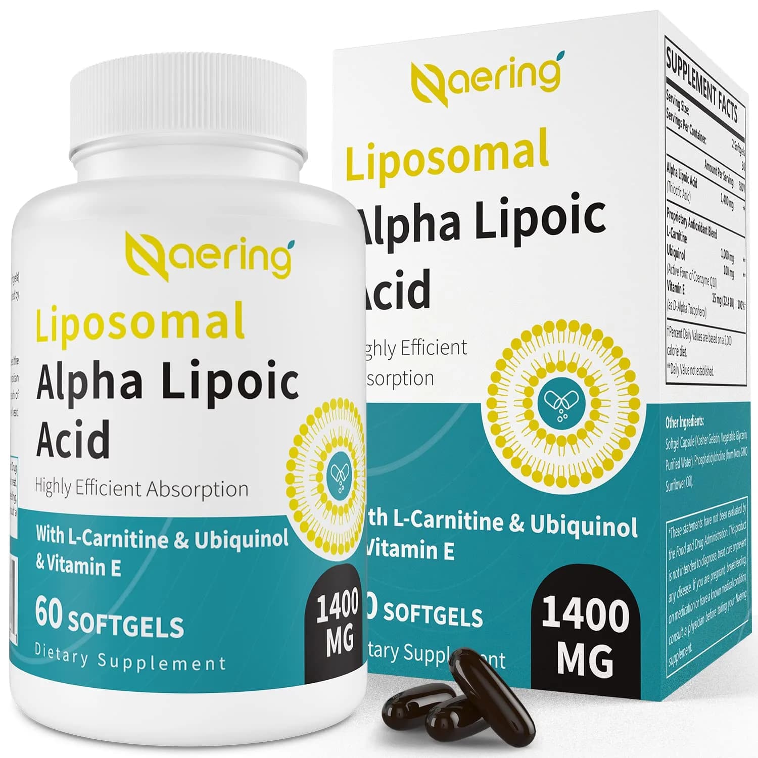 Naering Liposomal Alpha Lipoic Acid 1400mg Softgels | Powerful Antioxidant & Absorption - main product image