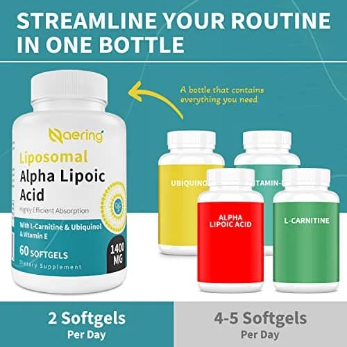 Naering Liposomal Alpha Lipoic Acid 1400mg Softgels | Powerful Antioxidant & Absorption thumbnail 4