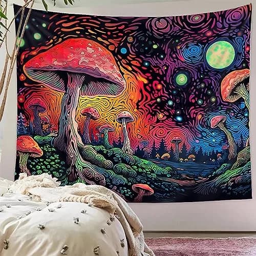 Tapzen Moon Stars Colorful Plant Tapestry 40" x 30" | Boho Wall Hanging for Bedroom thumbnail 2