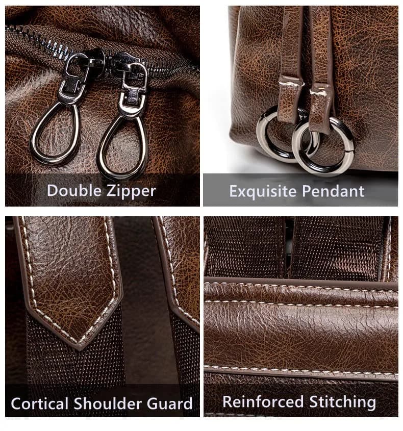 Mn&Sue Women's Leather Backpack Purse Medium Size Fashion Shoulder Bag Rucksack - Coffee, 25.7cm (10.1" W) thumbnail 6
