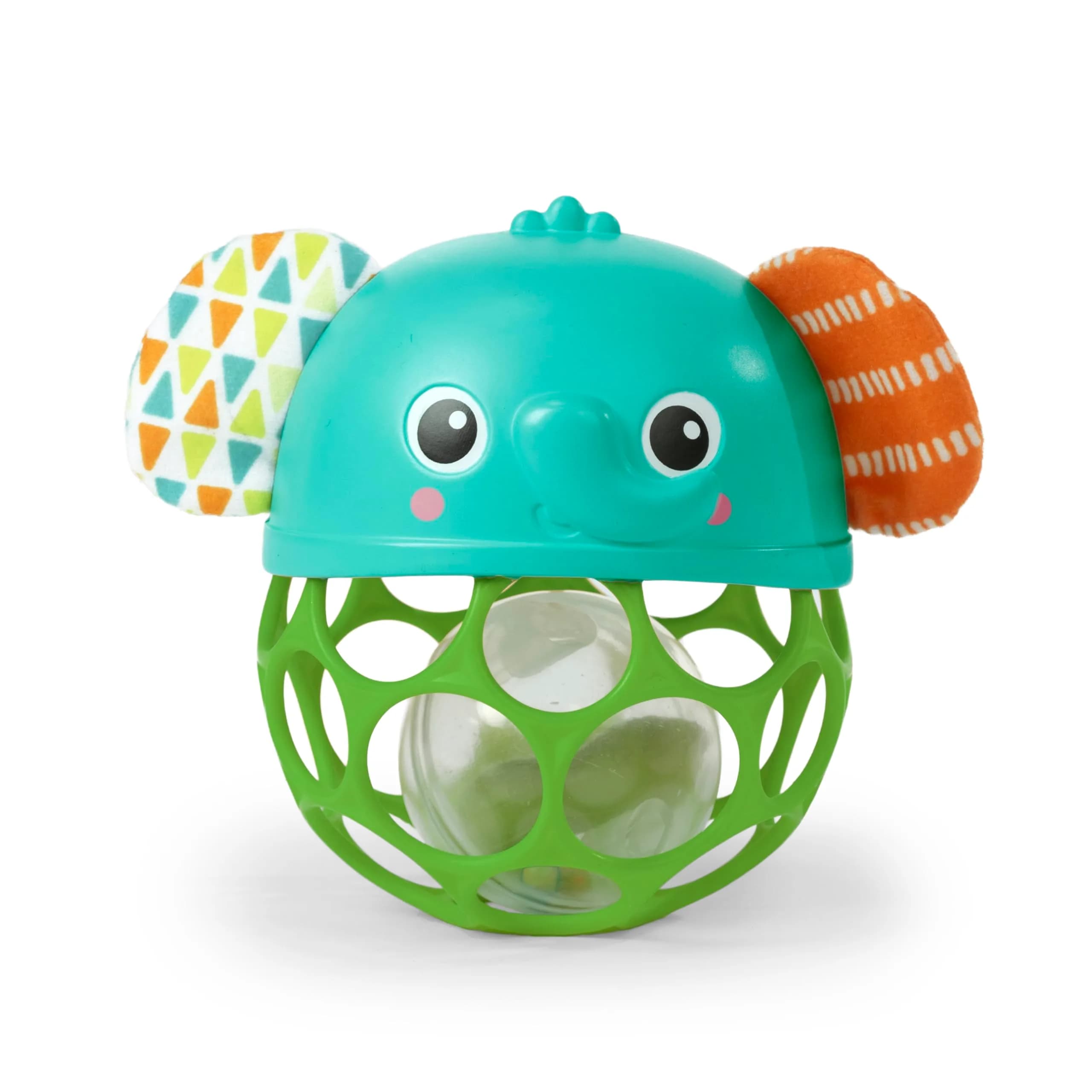 Bright Starts Oball Rattle Ball, Easy-Grasp Infant Toy with Finger Holes, Orange, 0-10cm (4in) — Green Elephant