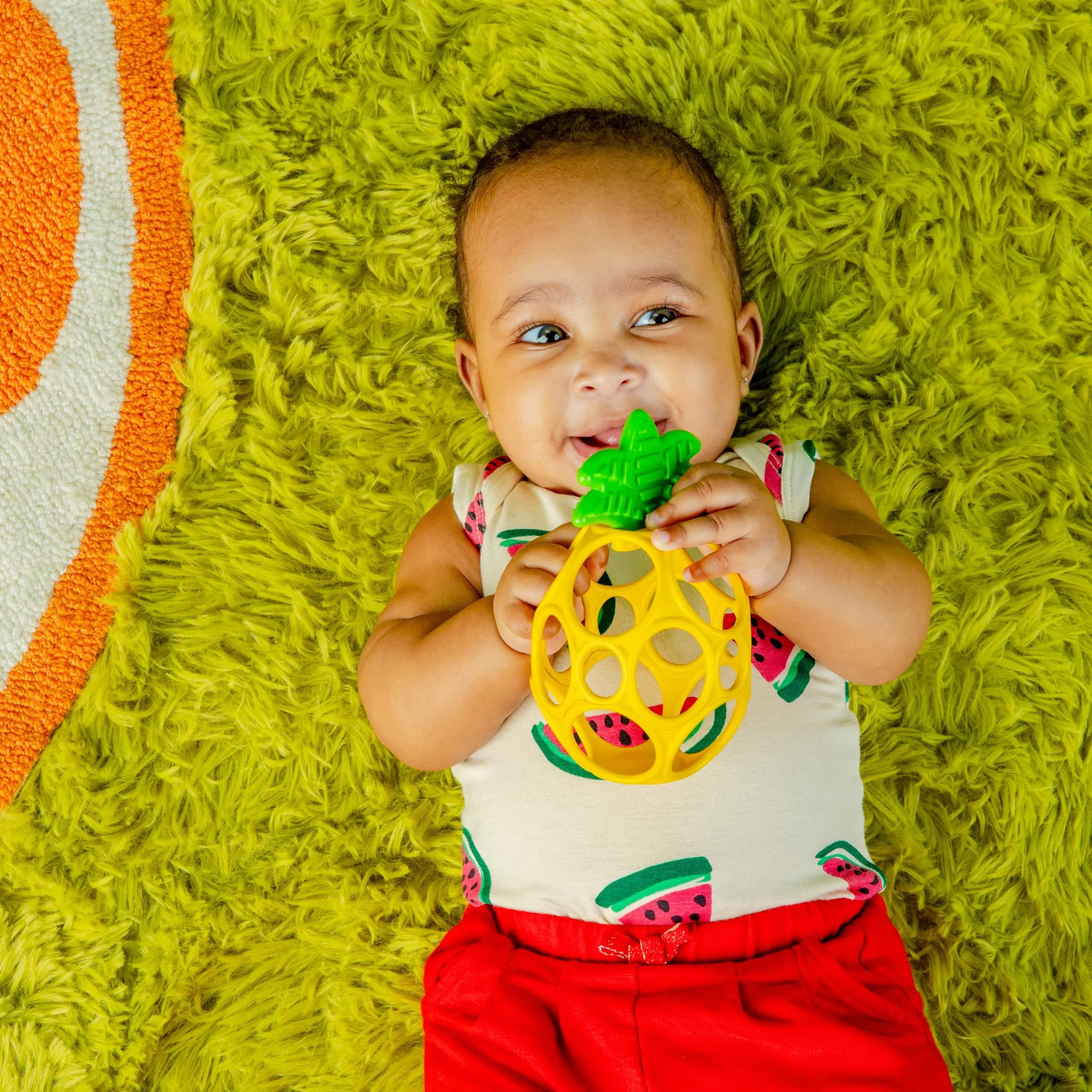 Bright Starts Oball Easy Grasp Pineapple Teether Toy, BPA Free, Unisex, Newborn & Up | Practice Motor Skills & Self-Soothing thumbnail 8