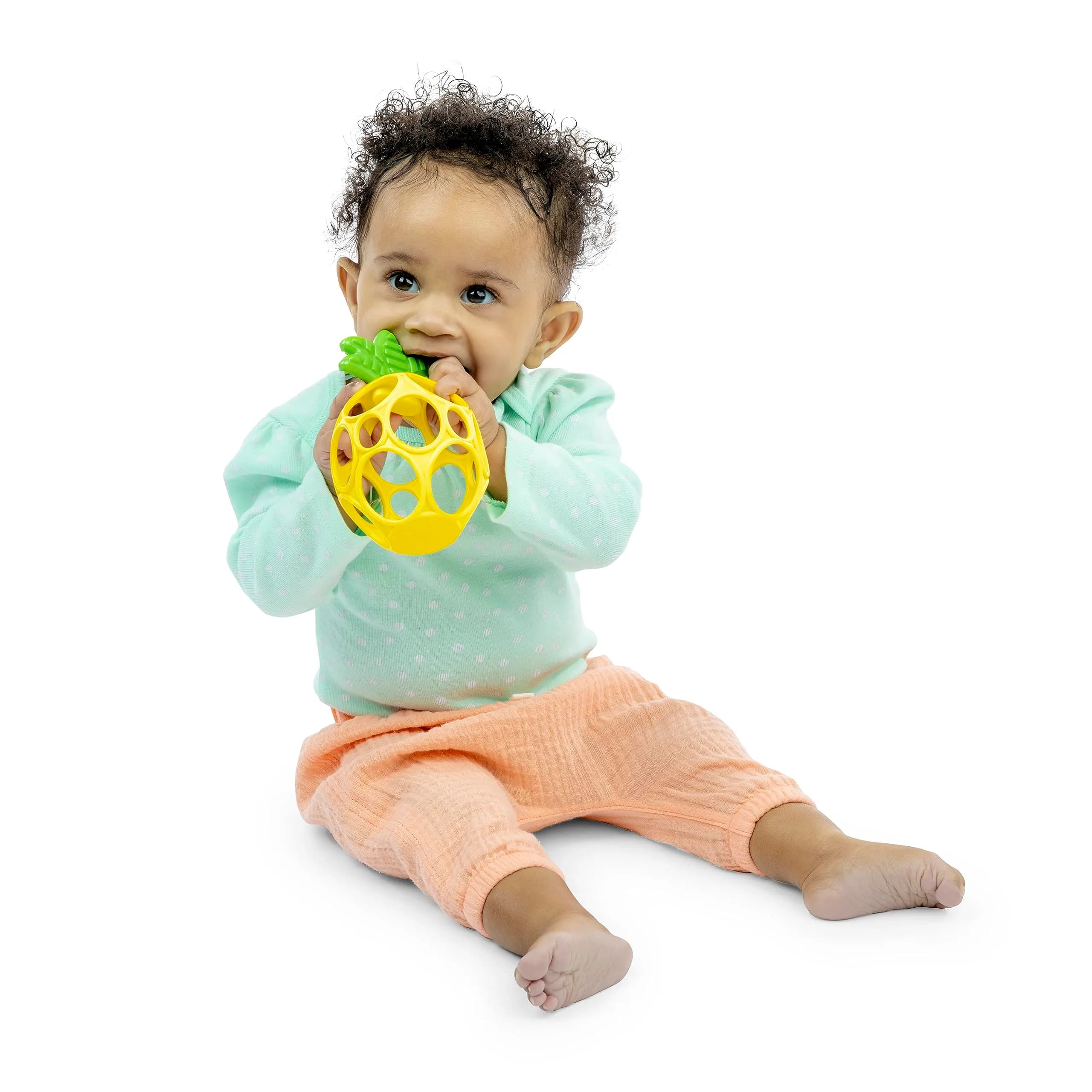 Bright Starts Oball Easy Grasp Pineapple Teether Toy, BPA Free, Unisex, Newborn & Up | Practice Motor Skills & Self-Soothing thumbnail 2