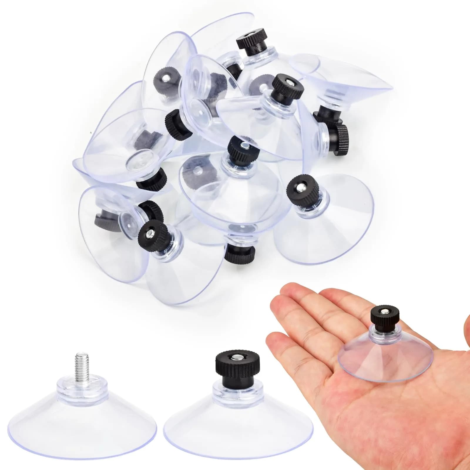 AccEncyc 40mm PVC Suction Cups with Stainless Steel Threads, Black, 50 Count | Clear PVC Tube Transparent in India