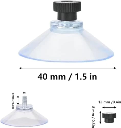 AccEncyc 40mm PVC Suction Cups with Stainless Steel Threads, Black, 50 Count | Clear PVC Tube Transparent in India thumbnail 2