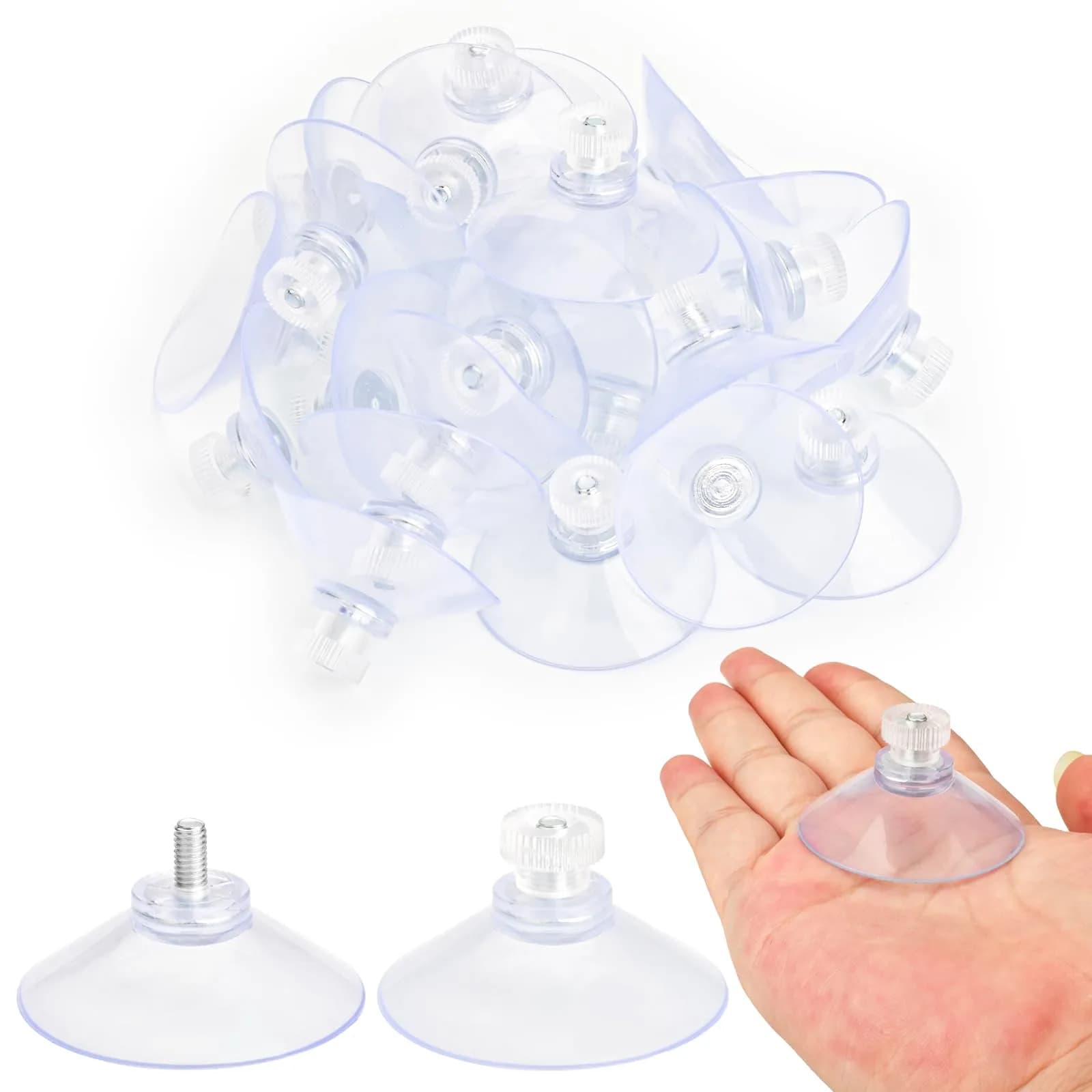 AccEncyc Clear PVC Suction Cups 40mm Diameter | 50pcs Pack for Smooth Surfaces