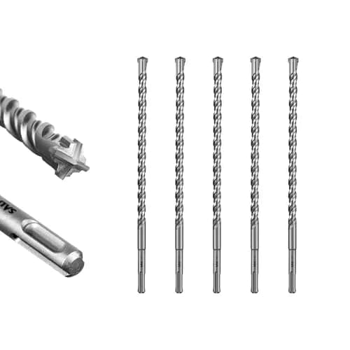 SALI 5 Pcs 1/2"*12" SDS Plus Rotary Hammer Drill Bit Kit | Carbide Tipped for Concrete, Brick, Stone thumbnail 1