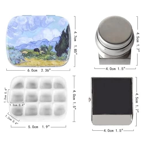 Qianshan Portable Travel Watercolor Palette, Mini Metal Tin Box, 12-Well | Compact Artist Set for On-the-Go Painting thumbnail 3