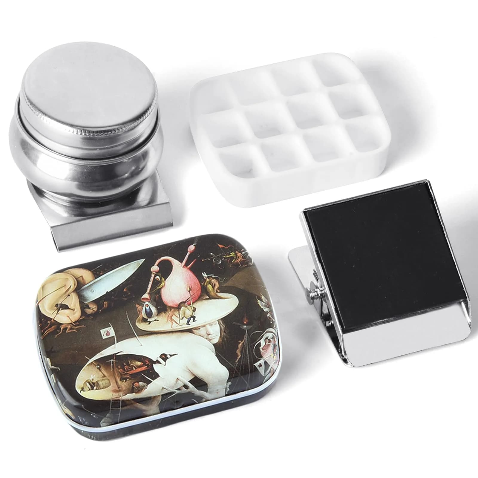 Qianshan Portable Travel Watercolor Palette, Mini Metal Tin Box, 12-Well | Compact Artist Set for On-the-Go Painting — Outdoor Painting Set-bosch Hell