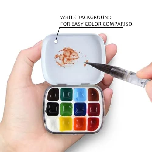 Qianshan Portable Travel Watercolor Palette, 12-Well Mini Metal Tin, Compact Art Set thumbnail 2